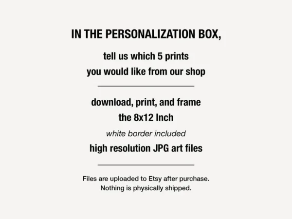 PostArtsy Digital Download | Any 5 Prints from our shop | 8x12 Size | Digital Art Files | PRINTABLE ART | Wall Art Decor - Image 6